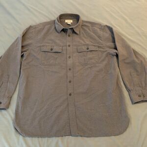 LL Bean Chamois Cloth Shirt Mens XL Gray Button‎ Front Long Sleeve Workwear